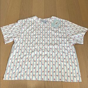 Hill House Home Blue and Red Floral Stripe Stevie Tee